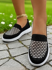 tanie Trampki damskie-Damskie, oddychające, szerokie, wsuwane buty trekkingowe Flyknit, lekkie, siateczkowe, wygodne buty do noszenia na co dzień, w podróży, na zakupy i na długie spacery