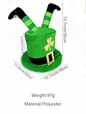  Sombrero de duende verde para el Día de San Patricio para hombre, hecho de poliéster con trébol dorado, perfecto para celebraciones de San Patricio y carnaval, accesorio divertido y festivo.