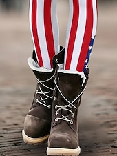 baratos Calças do Dia da Independência-Leggings femininas para o Dia da Independência dos EUA, leggings confortáveis, leggings casuais para férias, calças compridas de cintura alta com estampa da bandeira americana, confortáveis, elásticas, casuais para uso diário, férias, azuis, primavera, ou