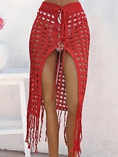 abordables Falda cruzada-Mujer Bañadores Tapadera Vestido de Baño Falda Traje de baño Cortado Vacaciones Ropa de playa Color sólido Sin Mangas Trajes de baño