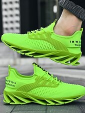 Χαμηλού Κόστους Ανδρικά υποδήματα-Ανδρικά αθλητικά παπούτσια για τρέξιμο σε νέον πράσινο, αναπνεύσιμα, ελαφριά αθλητικά παπούτσια με σόλα blade, μοντέρνα αθλητικά παπούτσια για περπάτημα, γυμναστήριο, καθημερινή χρήση και ρούχα για