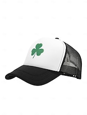 halpa Pyhän Patrikin päivä-miesten vihreä Pyhän Patrickin päivän paita &amp;valkoinen verkkohattu apilanlehden koristeella – tyylikäs lippis juhlallisiin tilaisuuksiin