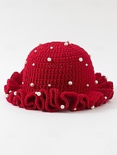 abordables Accesorios-Gorro de punto con trébol y perlas para mujer, varios colores, perfecto para el Día de San Patricio, Carnaval y uso diario.