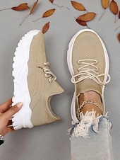 ieftine Pantofi de dama-Teniși verzi Flyknit pentru femei - pantofi casual confortabili cu design șireturi, ideali pentru evenimente de Ziua Sfântului Patrick, plimbări zilnice, comisioane în aer liber și întâlniri casual