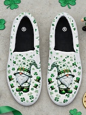  Dámské nazouvací tenisky na Den svatého Patrika s roztomilým potiskem pejsků a jetelů – pohodlné zelené plátěné boty na průvody, festivaly i běžné nošení