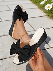 economico Sandali con zeppa-sandali da donna con zeppa e fiocco rossi, sandali casual aperti per le uscite estive, le vacanze, lo shopping e l'uso quotidiano