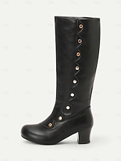 cheap St. Patrick's Day-Women's Green Knee-High Boots with Button Detail – Stylish and Vintage Heeled Footwear for St. Patrick's Day Parades, Festivities and Celebrations