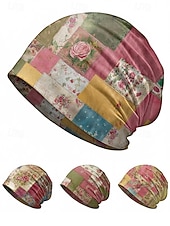 Недорогие Женские шляпы-Женская эластичная шапка-бини из хлопковой смеси в стиле «богем», с разноцветным узором, можно носить как утеплитель для шеи, идеально подходит для повседневной носки и активного отдыха