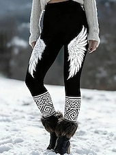 ieftine Imprimare viking-Pentru femei Jambiere Vacanță Epocă Stilul etnic Lungime totală Talie Înaltă Grafic Abstract Imprimare 3D Uscare rapidă Respirabilitate Απαλό Strech Zilnic Casă În aer liber Albastru piscină Negru Gri