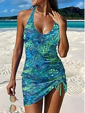 abordables Tankinis-Mujer Bañadores Tankini Falda Traje de baño Elegante Vacaciones Floral Graphic Sin Mangas Trajes de baño