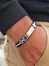 olcso Férfi ékszerek-férfi rozsdamentes acél és szilikon karkötő, több színben kapható – stílusos és tartós, hétköznapi és hétköznapi viseletre egyaránt alkalmas