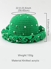 abordables Accesorios-Gorro de punto con trébol y perlas para mujer, varios colores, perfecto para el Día de San Patricio, Carnaval y uso diario.