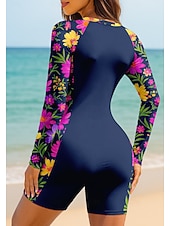 economico Rash Guards Interi-Per donna Top sottomuta Costume da bagno Costumi da bagno sportivi Floreale Tropicale Con zip Imbottitura rimovibile Cerniera Frontale Protezione Solare UV UPF50+ Ultra Leggero (UL) Manica Lunga