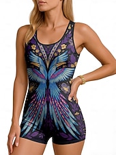 abordables Rash Guards de Una Pieza-Mujer Camiseta Protección Solar Surf Traje de surf de una pieza Traje de baño Boho Folk Cerrar con sujetador incorporado Acolchado extraíble Protección solar UV UPF50+ Utra ligero (UL) Sin Mangas