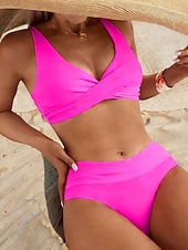 levne Sady bikin-Dámské Plavky Bikiny Odvážné Plavky prázdniny Módní Pevná barva Do V Bez rukávů Plavky