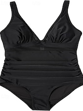 Χαμηλού Κόστους Ενός τεμαχίου-Γυναικεία Μαγιό Ενα κομμάτι Μπικίνι Σορτσάκια Μαγιό Δίχτυ Εξώπλατο Διακοπές Ρούχα παραλίας Συμπαγές Χρώμα Λαιμόκοψη V Αμάνικο Μαγιό