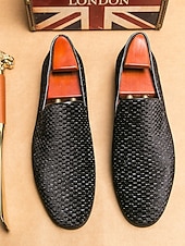 economico Scarpe da uomo-mocassini intrecciati verdi da uomo: scarpe slip-on alla moda con trama intrecciata, perfette per le feste di San Patrizio e le uscite informali