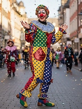 billige Damesko-Flerfargede oxfordsko med blokkhæl til dame – retro pumps med snøring i fargeblokker for karnevalskostymer, klovner og funky hverdagsklær