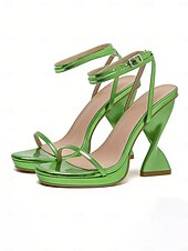  Grüne Satin-Sandalen mit Knöchelriemen für Damen, Retro-Partysandalen für die St. Patrick's Day-Feier