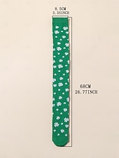  Dámské ponožky ke Dni svatého Patrika (4 ks) - zelený trojlístek &pruhované ponožky nad kolena, slavnostní irské kostýmní punčochové zboží na přehlídku, večírek &oslava svátků