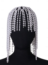 voordelige Haaraccessoires voor dames-Dames Mardi Gras Parelsier Hoofddoek voor Carnaval – Sprankelende Festival Haar Accessoire met Glamoureuze Pareldetails voor speciale gelegenheden