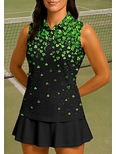  סיינט פטריק בגדי ריקוד נשים פרחוני  בוטני Apila חולצת ספורט חולצת POLO Rövid felső חולצת טניס ללא שרוולים פרחוני כפתורים UPF50+ עמידות UV גמישות גבוהה פתילת לחות נושם כדור עף טניס גולף