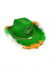  女性用聖パトリックの日のクローバーハット、バンダナ &グラスセット - 緑の羽根、お祝いやパレードのためのお祭りアクセサリー