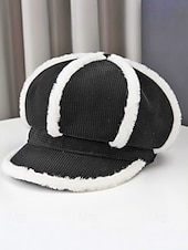 cheap Women's Hats-Women's Thickened Polyester Plaid Hat with Bow Detail, Available in Multiple Colors – Perfect for Fall and Winter Fashion