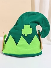  ユニセックスの聖パトリックの日のレプラコーン帽子、緑のシャムロックのエルフ風コスチューム帽子、柔らかいポリエステル素材、男性と女性のための楽しいアイルランドのフェスティバルパーティーのヘッドウェア