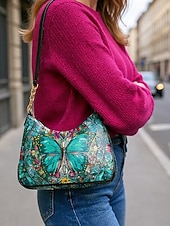 preiswerte Handtaschen und Tragetaschen-Damen-Schultertasche aus Kunstleder mit verstellbarem Riemen, Schmetterlingsmuster, in verschiedenen Farben erhältlich, vielseitige Tragemöglichkeiten für legere und formelle Anlässe.
