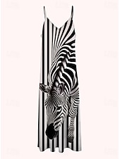 Χαμηλού Κόστους Floral φορέματα-Γυναικεία Μακρύ φόρεμα Φόρεμα για τον ήλιο Φόρεμα σε γραμμή Α Σλιπ Φόρεμα Διακοπές Καθημερινό Μπόχο Παραλία Χαλαρή Εφαρμογή Γραφική Ζώο Αμάνικο Λαιμόκοψη V Μαύρο Καλοκαίρι Άνοιξη