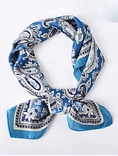 abordables Bufandas de mujer-Bufanda de seda multicolor con estampado paisley: diadema y pañuelo de bolsillo para mujer suaves y elegantes, perfectos para ocasiones informales, al aire libre y formales
