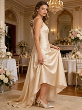 preiswerte Brautjungfer-beige Slingback Heels mit Kristallverzierung für Damen – elegante Hochzeits- und Abendschuhe