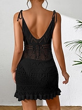 abordables Vestidos de playa-Mujer Bañadores Tapadera Vestido de Baño Traje de baño Cortado Vacaciones Ropa de playa Color sólido Escote en Pico Sin Mangas Trajes de baño