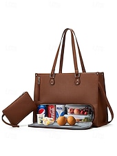 cheap Handbag &amp; Totes-Women's Faux Leather Tote Bag with Adjustable Shoulder Strap, Large Capacity, Waterproof, Multiple Colors - Perfect for Weekend Getaways and Daily Commute