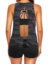 economico Tankini-Costume da bagno a tre pezzi da donna tankini con pantaloni controllo pancia vita alta slim schiena scoperta vacanza mare con grafica floreale scollatura a U senza maniche