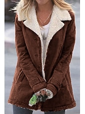 economico Giacche Foderate in Pile-Per donna Cappotto Teddy Giacca Casual Confortevole Traspirante Tasca Bottoni Casual Semplice Vacanza Streetwear Casuale Abbigliamento quotidiano Monopetto Regolare Collo ripiegato Vestibilit