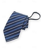 billiga Bröllop ACC-herrslips med dragkedja, färdigknuten slips i polyester med dold dragkedja, klassisk randig affärsmodell, flerfärgade alternativ, för bröllop, kontorskläder och eleganta vardagsevenemang