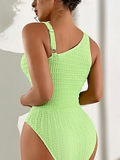 levne Jednodílné plavky-Dámské jednodílné plavky zeštíhlující sexy výřez jedno rameno monokini břišní kontrola vysoký pas slim bez zadního dílu na dovolenou na pláž jednobarevné kulaté krk bez rukávů