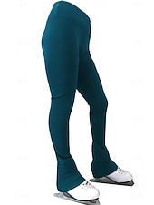 ieftine Pantaloni și colanți pentru patinaj artistic-pantaloni de patinaj artistic pentru femei, fete, bărbați, băieți, colanți de patinaj pe gheață, roz închis, negru, roz, spandex, fleece, elasticitate ridicată, antrenament, competiție, îmbrăcăminte de patinaj termică, caldă, clasică, lungă, gheață