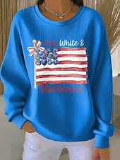 economico Umor e Citazioni Felpe-Per donna Pullover Stampato Grafico Lettera Caldo Classico Casual Manica Lunga Girocollo Top Regolari Casuale Casa Streetwear Blu Blu chiaro Nero Bianco Rosso Primavera Autunno Inverno