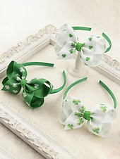  Женский набор из 3 повязок на голову с бантом в виде клевера ко Дню Святого Патрика, зеленый. &аксессуары для седых волос для вечеринки &парад