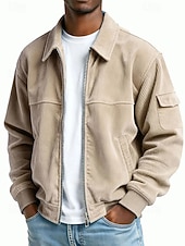 Χαμηλού Κόστους Καθημερινά μπουφάν-Ανδρικά Κοτλέ σακάκι Causal Καθημερινά Τσέπη Φθινόπωρο Χειμώνας Συμπαγές Χρώμα Βίντατζ Καθημερινά Κολάρο Πουκαμίσου Κανονικό Μαύρο Πράσινο Ανοικτό Βαθυγάλαζο Σκούρο πράσινο Καφέ Σακάκια