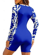 economico Rash Guards Interi-Per donna Top sottomuta Costume da bagno Costumi da bagno sportivi Floreale Con zip Imbottitura rimovibile Cerniera Frontale Protezione Solare UV UPF50+ Ultra Leggero (UL) Manica Lunga Costume da