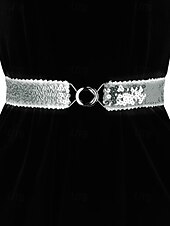 baratos Dia de São Patricio-Cinto feminino de lantejoulas, em poliéster elástico, disponível em várias cores, perfeito para o Dia de São Patrício, carnaval e uso diário.