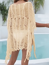 رخيصةأون قفطان-نسائي ملابس السباحة تغطية الجسم فستان السباحة ملابس السباحة مقصوص هامش العطلة ملابس الشاطئ لون الصلبة دون الكتف كم قصير بدلة سباحة