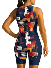 Χαμηλού Κόστους Γυναικεία σετ ρούχων-Γυναικεία Ολόσωμη στολή για τρίαθλο Ποδηλατικό Σετ Τζέρσεϊ Αμάνικο Καλοκαίρι Βαθυγάλαζο Γεωμετρικό Ποδήλατο 3D Pad Γρήγορο Στέγνωμα Υπεριώδης Αντίσταση Μποστινό Φερμουάρ Αντανακλαστικές Λωρίδες