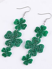 levne Příslušenství-Dámské náušnice s trojlístkem ke Dni svatého Patrika, akrylový materiál, různé styly jetelů, lehké a třpytivé, doplňky pro dámy v irském stylu, ideální na průvody, večírky a sváteční oslavy.