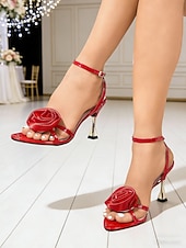 Χαμηλού Κόστους Καλεσμένος γάμου-Γυναικεία μαύρα σανδάλια με ροζ τακούνι - κομψά φλοράλ ψηλοτάκουνα με χρυσές λεπτομέρειες, κομψά παπούτσια για εκλεπτυσμένους γάμους στην πόλη