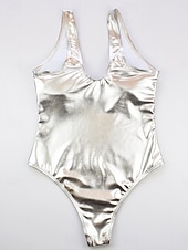 Недорогие Монокини-Женский купальник с одним куском монокини высокий вырез контролирующий живот высокая талия облегающий без спинки для отпуска пляжная одежда однотонный цвет U-образный вырез без рукавов